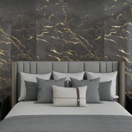TOP KING Gilded‑Vein Metallic Inlay UV Marble Rock Slabs Collection